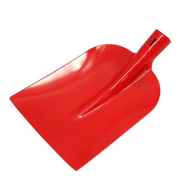 Rote Schneeschaufel aus Metall ohne Stiel.