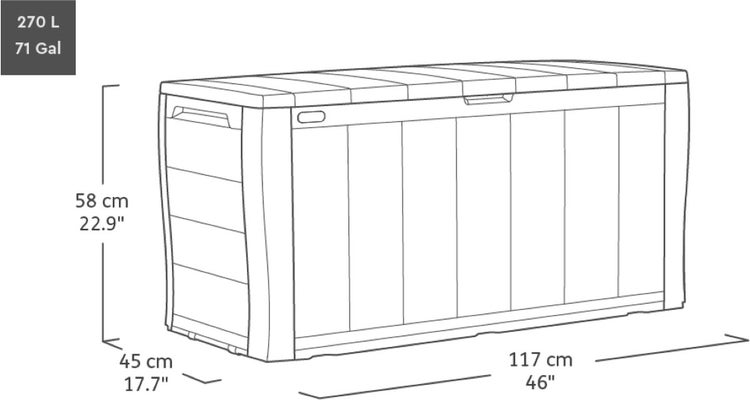 Keter Sherwood Aufbewahrungsbox - 270L - 117x45x58cm - Anthrazit