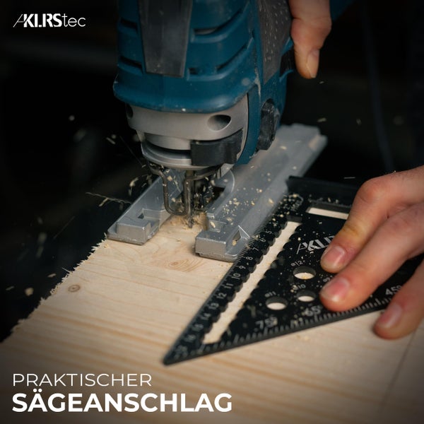 KLRStec Professional Zimmermannswinkel Set – Hochwertiges Tischlerwinkel Set inkl. Tieflochmarker [+Minen] Metall Messwinkel Werkzeug-Set