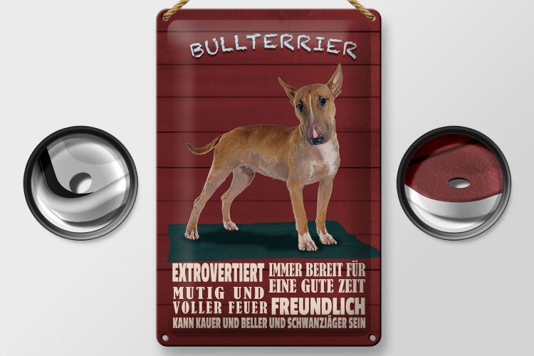 Blechschild Spruch 20x30cm Bullterrier Hund immer bereit
