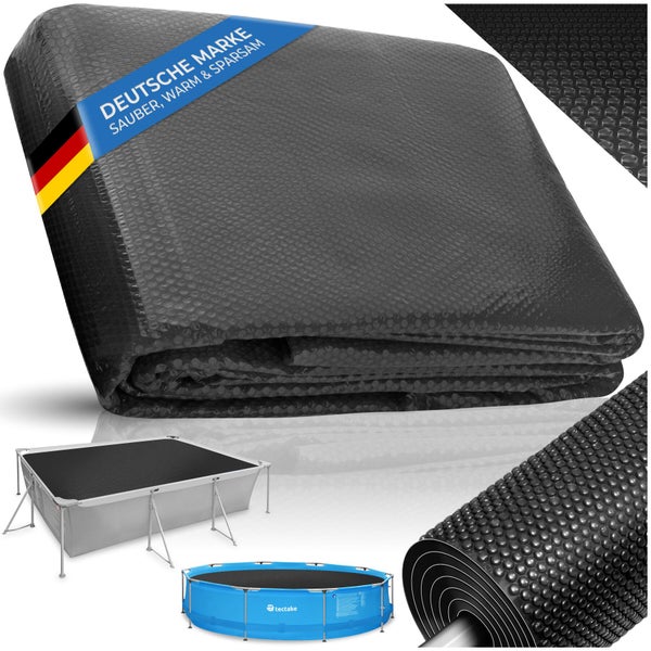 Solarabdeckplane für Pools in Noppenstruktur zur Erwärmung und Abdeckung des Beckens, passend für verschiedene Poolformen.