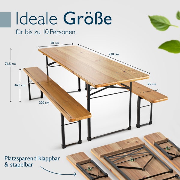 Beautissu BT22 Bierzeltgarnitur 220x70cm (3tlg)