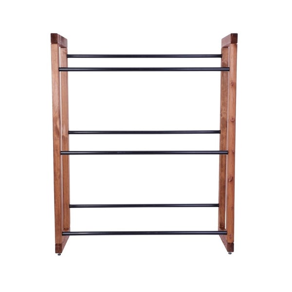 PROREGAL Getränkekistenregal HARZ HxBxT 137x112x35cm 9 Kisten auf 3 Ebenen Massives Kiefernholz Braun geölt