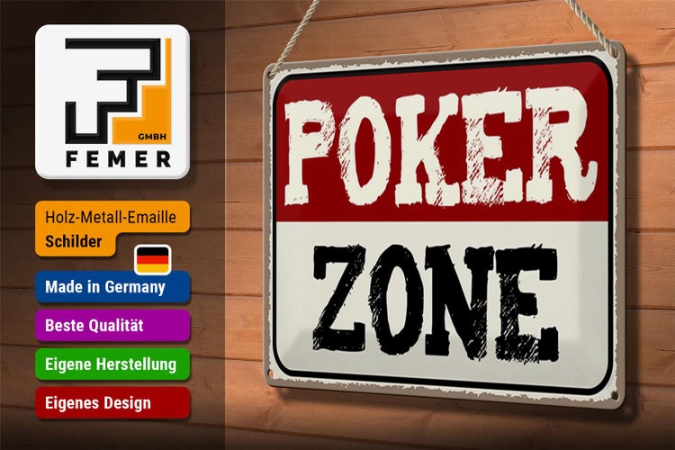 Blechschild Spruch 30x20cm Poker Zone