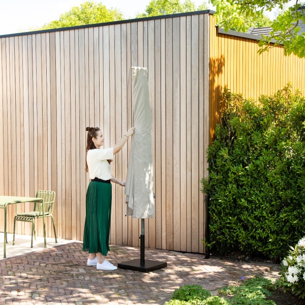 VONROC Premium Sonnenschirm rechteckig mit Ständer - Sonnenschutz mit Schirmständer Terrasse, Balkon & Garten - Sonnenschirm groß 200X300CM inklusive Schutzhülle - Rapallo Beige