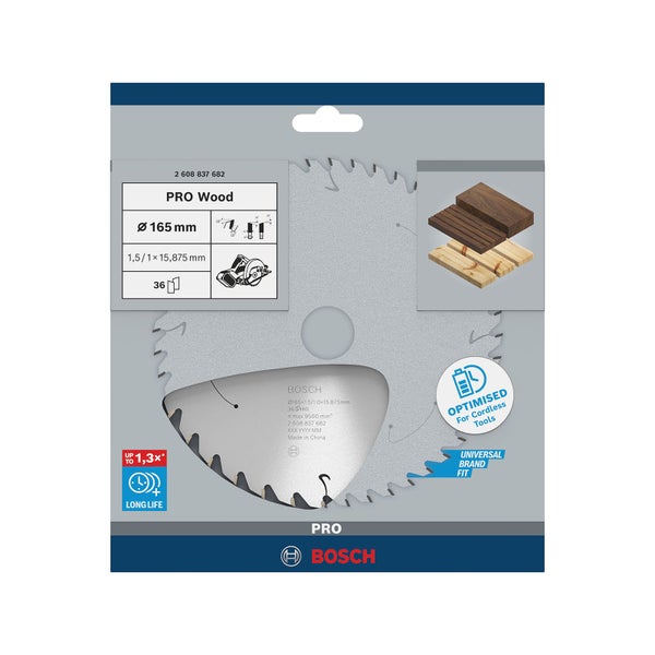 Bosch PRO Wood cordless Blatt für Kreissägen 165 x 1,5 x 15,875 mm - 2608837682
