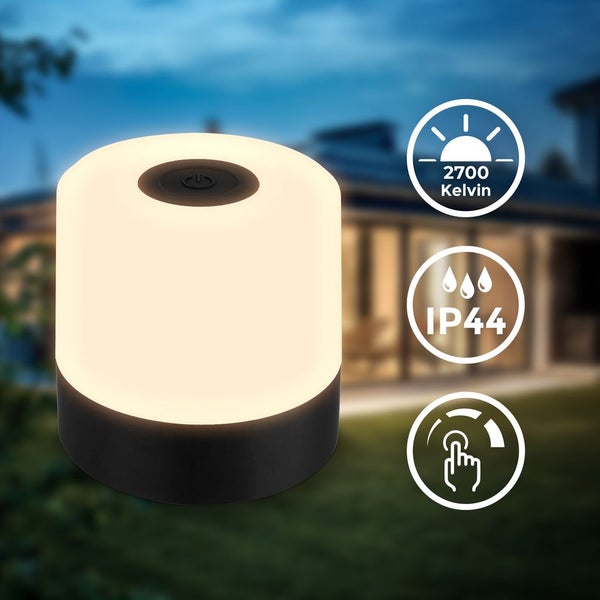 Tischleuchte - 2W, 150lm, kabellos, led, dimmbar, warmweiß, schwarz