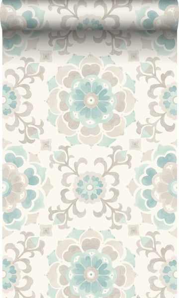 Origin Wallcoverings Tapete Suzani Blumen Seladongrün - 53 cm x 10.05 m - 347423