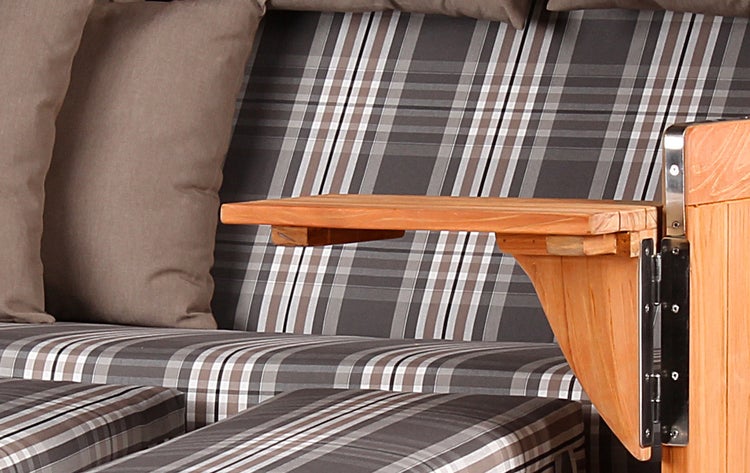 Strandkorb Westerland XXL Teak Bullauge PE shell Dessin 522