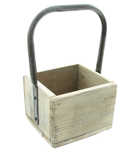 FRANK FLECHTWAREN | Kiste Metallbügel, HOLZ, METALL, 15 x 15 x 25 cm