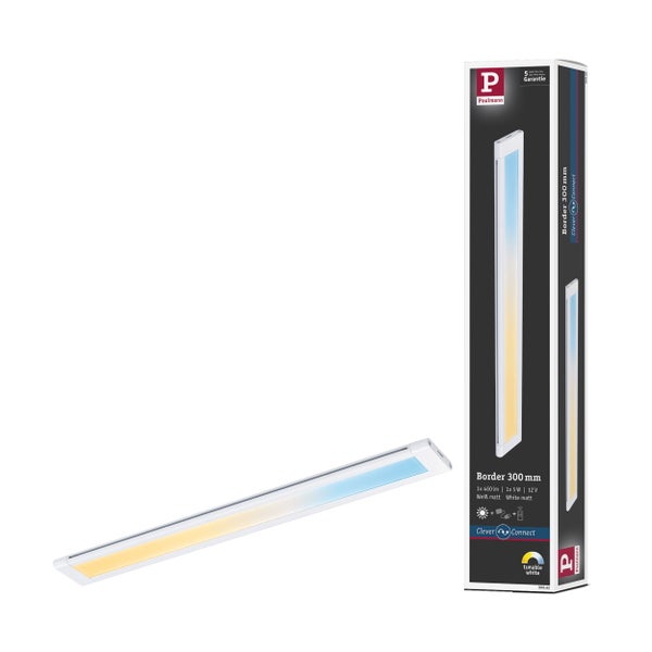Paulmann LED-Unterbauleuchte Border, 300 Millimeter, Tunable White, Clever Connect, Weiß matt, inklusive Verpackung.