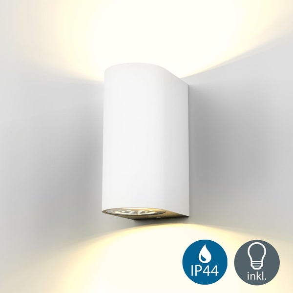 Außenwandleuchte - 9,4W, 800lm, IP44, LED, warmweiß, weiß