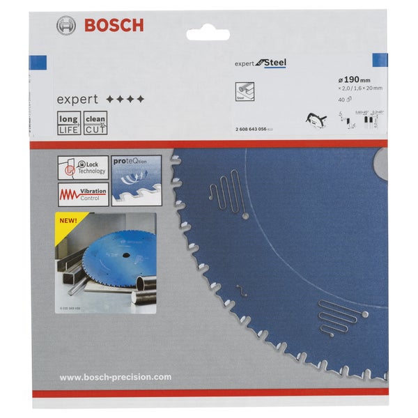 Bosch Kreissägeblatt Expert for Steel für Handkreissägen 190 x 20 x 2 mm, 40 - 2608643056