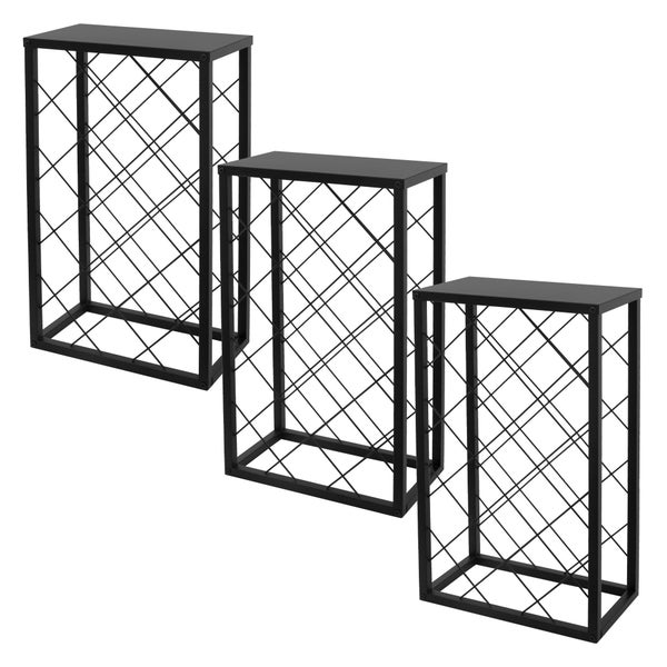 ML-Design 3er Set Weinregal für 23 Flaschen, 40x22x68 cm, Schwarz, aus Metall, Kreuzdraht-Design, Freistehendes Flaschenregal, Wein Halter Flaschenhalter Flaschenständer Weinständer Weinschrank Regal