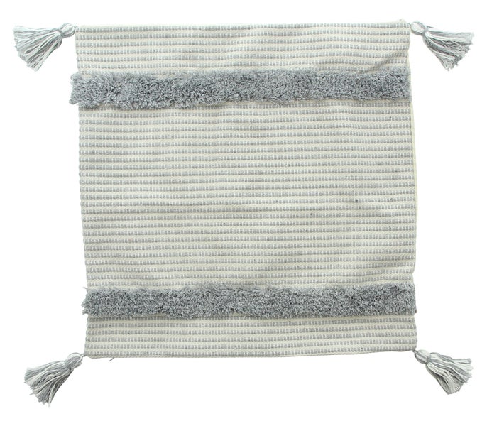 FRANK FLECHTWAREN | Kissenhülle Stripes mit Quasten, BAUMWOLLE, POLYESTER, 45 x 45 cm