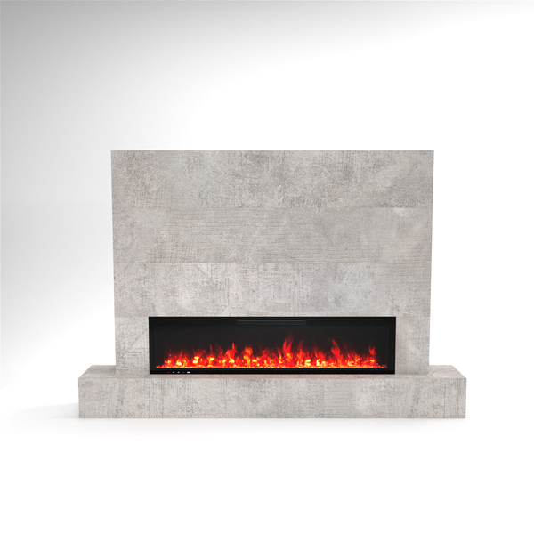 Glow Fire Fernsehwand mit Kamin 'Inside 182'| Cinewall mit Elektrokamin in beton mit Heizung (1500 W) | HxBxT: 195x282,6x41,8 cm