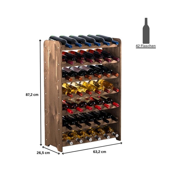 PROREGAL Weinregal Pinotwine C HxBxT 87,2 x 63,2 x 26,5 cm 42 Flaschen Massives Kiefernholz Braun Geölt