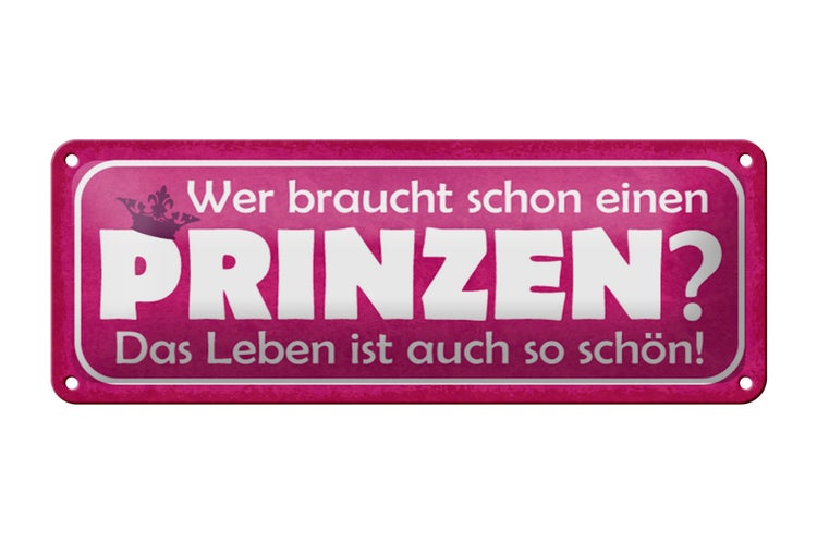 Blechschild Spruch 27x10cm wer braucht schon einen Prinzen Dekoration