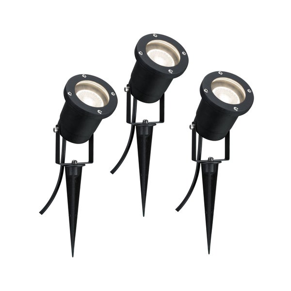 LED Gartenstrahler IP65 rund 92mm 3000K 3x3,5W 3x230lm 230V 38° Schwarz Aluminium