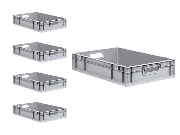 PROREGAL Spar Set 5x Eurobox Nextgen Economy Griffe Offen HxBxT 12 x 40 x 60 cm 23 Liter Eurobehälter Transportbox Transportbehälter