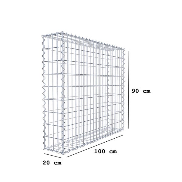 Gabione 100 cm x 90 cm x 20 cm (L x H x T), Maschenweite 5 cm x 10 cm, Spirale