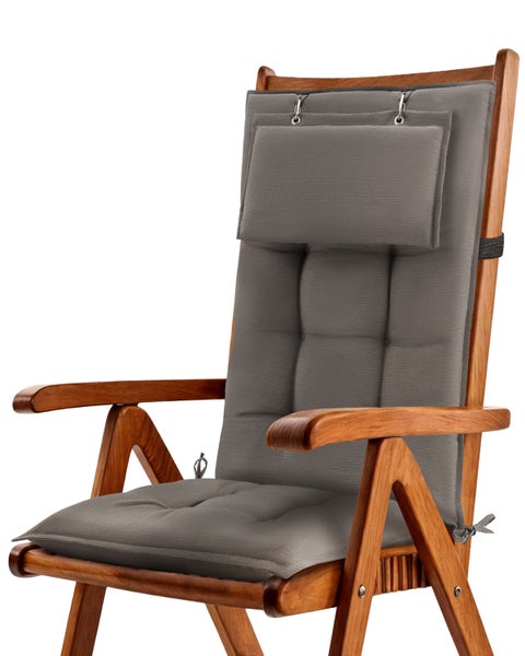 Auflage für Hochlehner mit Kopfkissen, passend für Gartenstühle