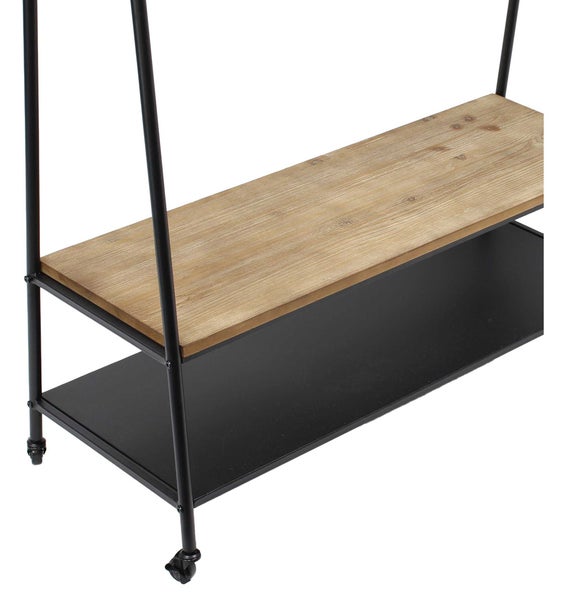 FRANK FLECHTWAREN | Garderobe Mobil, 99 x 39,5 x 173,5 cm, METALL, HOLZ