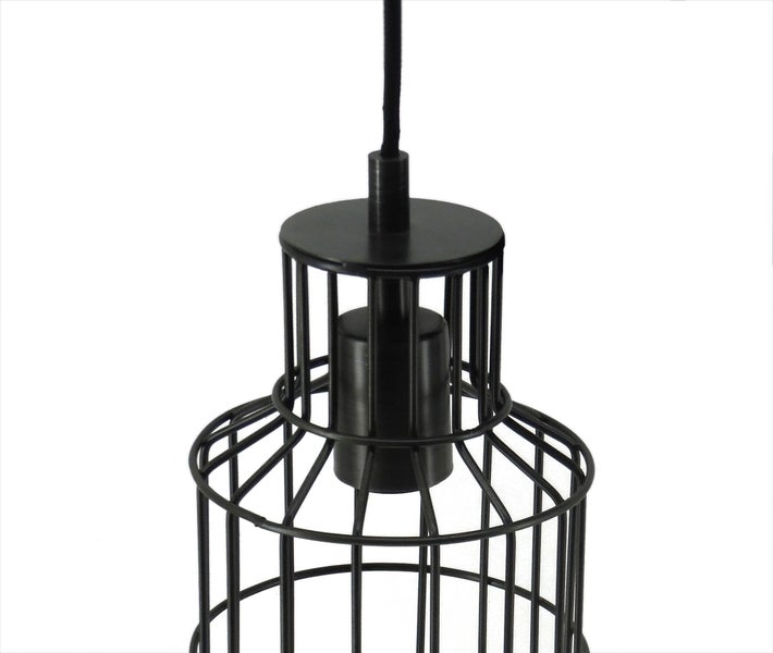 Minimalistische Pendellampe Schwarz, Gitter Hängelampe 34 cm | Wohnzimmer Esszimmer Leuchte