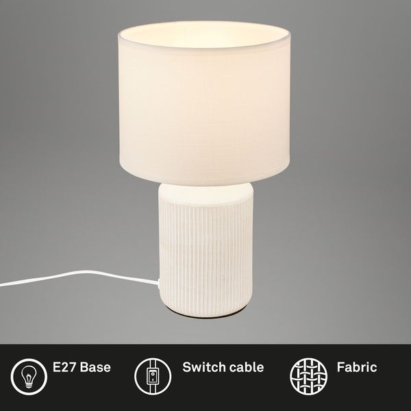Tischlampe Tischleuchte Wohnzimmer Schlafzimmer Stoffschirm Keramikfuß