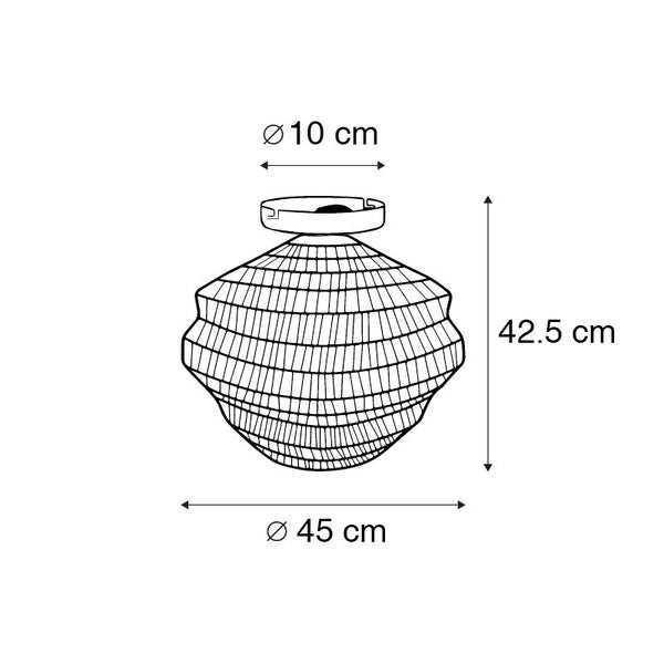 Technische Zeichnung einer Lampe mit einem Durchmesser von 45 cm und einer Höhe von 42,5 cm
