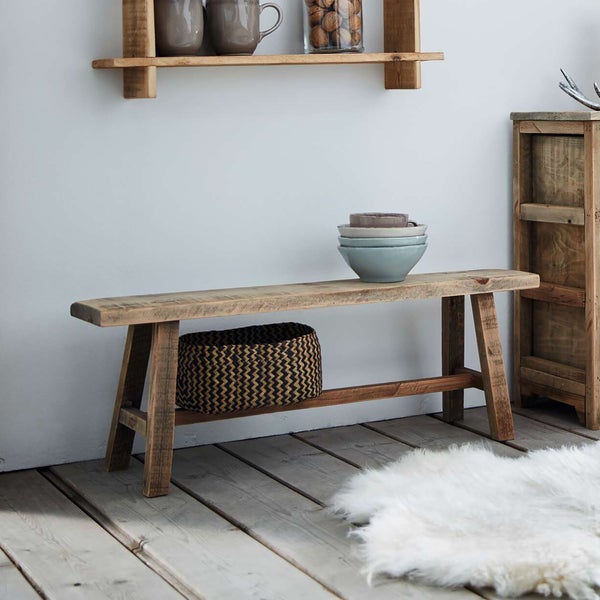 FRANK FLECHTWAREN | Holzbänkchen Used-Look, HOLZ, 78 x 15 x 28 cm