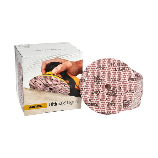 Mirka Ultimax Ligno Ø 150mm Schleifscheiben Klett Multifit / Korn 240 / 100 Stück / Multi-Lochung / zum Schleifen von Holzoberflächen