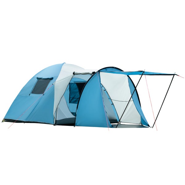 Outsunny Campingzelt für 3 Personen, mit Schlafraum & Vorraum,  550L x 300B x 198H cm, Polyester, PE, PVC,Blau