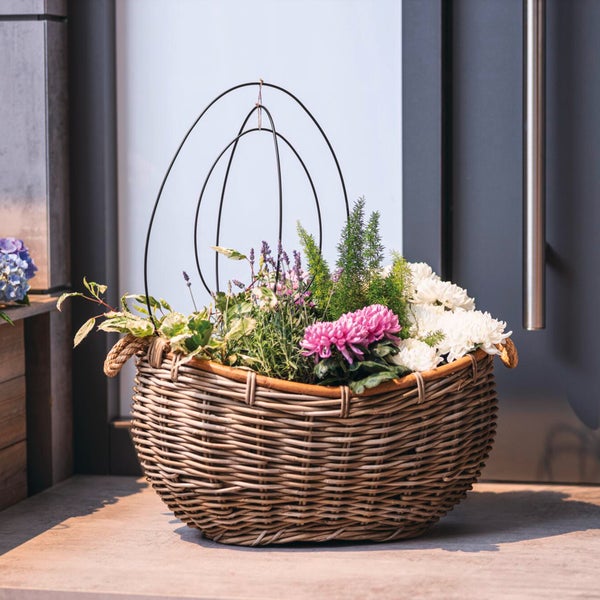 FRANK FLECHTWAREN|Dekoring Ei, 3er Set, 21,5 x 30 cm, 29 x 40 cm, 38 x 50 cm, METALL, JUTE