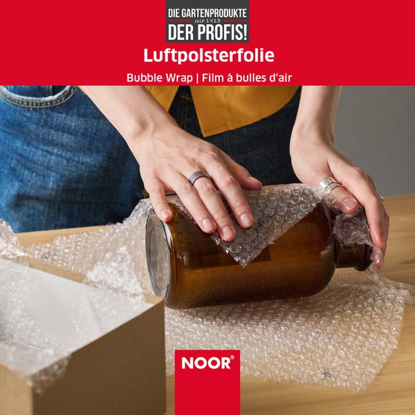 NOOR Luftpolsterfolie Rolle 0,5x3,0 m - Polsterfolie Noppenfolie Isolierfolie - recycelbare UV-beständige Kälteschutzfolie Frostschutzfolie für Kübelpflanzen - ideal für Versand, Verpackung, Umzug