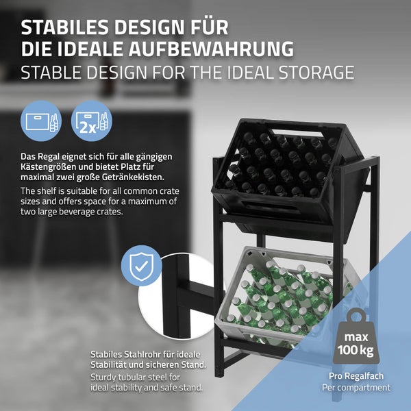 ML-Design 2er Set Getränkekistenregal für 2 Kisten, 47x31x75,5 cm, Stahl, freistehend, stabil, Standregal für Getränkekisten, Getränkeregal Kastenregal Kistenregal Getränkekistenständer Kistenständer