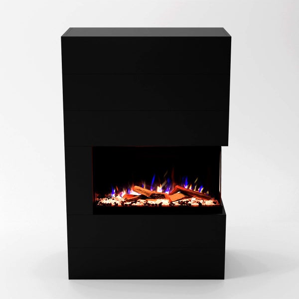 Glow Fire Elektrokamin 'Portia ' Rechtsoffen| LED Standkamin in schwarz mit Heizung (1500 W) | HxBxT: 140x90x45 cm