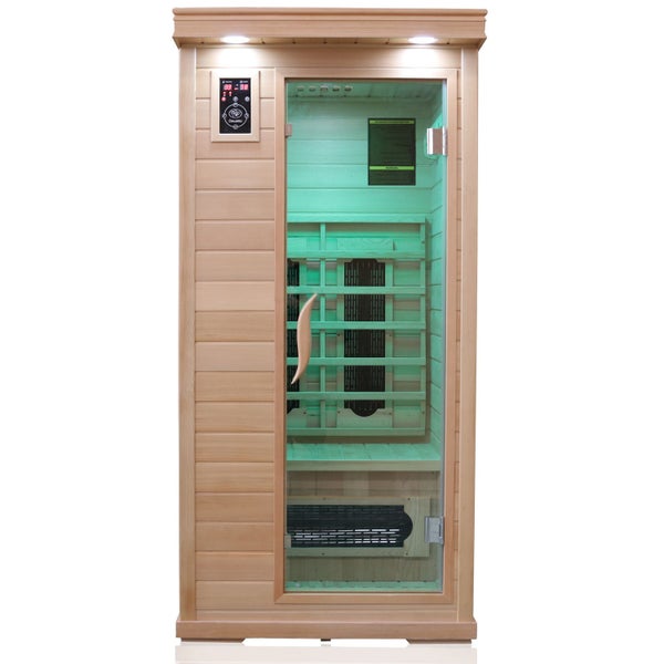 Dewello® Infrarotkabine Infrarotsauna WINDSOR 90cm x 90cm inkl. 4 Keramikstrahler, Karbonstrahler und Zubehör, 1 Person