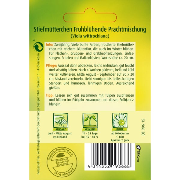 Stiefmütterchen frühblühende Prachtmischung Samen von Quedlinburger SAATGUT