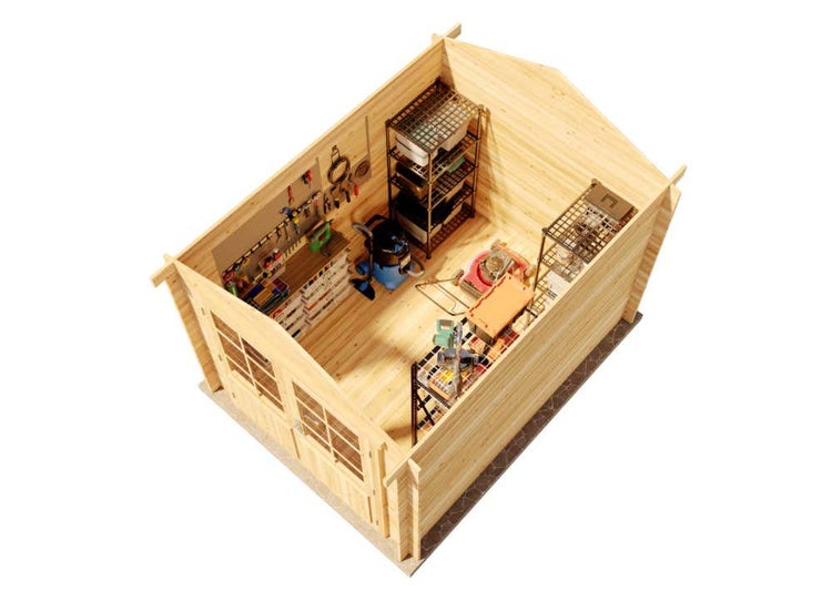 Alpholz Gartenhaus Bremen B aus Massiv-holz, Gerätehaus mit 28 mm Wandstärke, Garten Holzhaus mit Imprägnierung (pinie), Geräteschuppen Größe: 250 x 320 cm, Satteldach