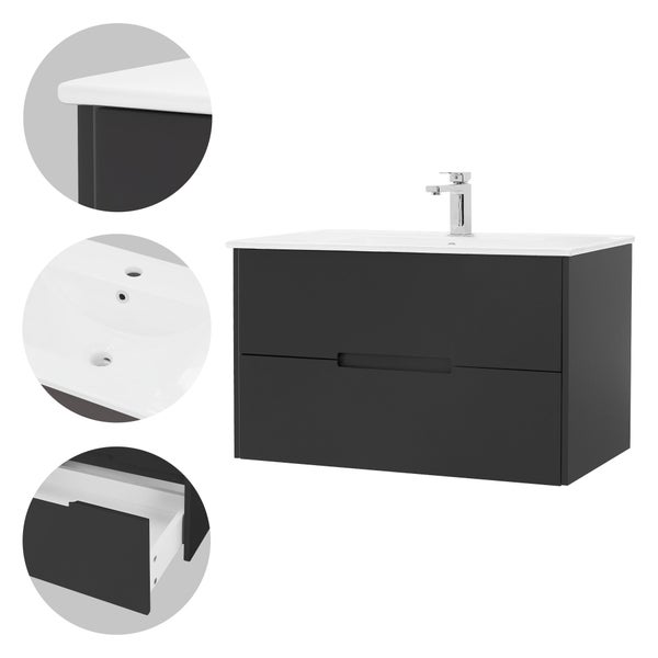 Waschtischunterschrank mit zwei Schubladen und Soft-Close-Funktion