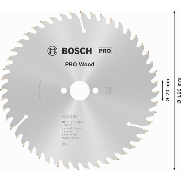 Bosch Pro Holzsägeblatt, 160 Millimeter Durchmesser