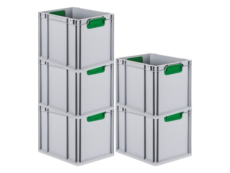 PROREGAL Spar Set 5x Eurobox Nextgen Color HxBxT 32 x 30 x 40 cm 30 Liter Griffe Gelb Geschlossen Glatter Boden Eurobehälter Transportbox