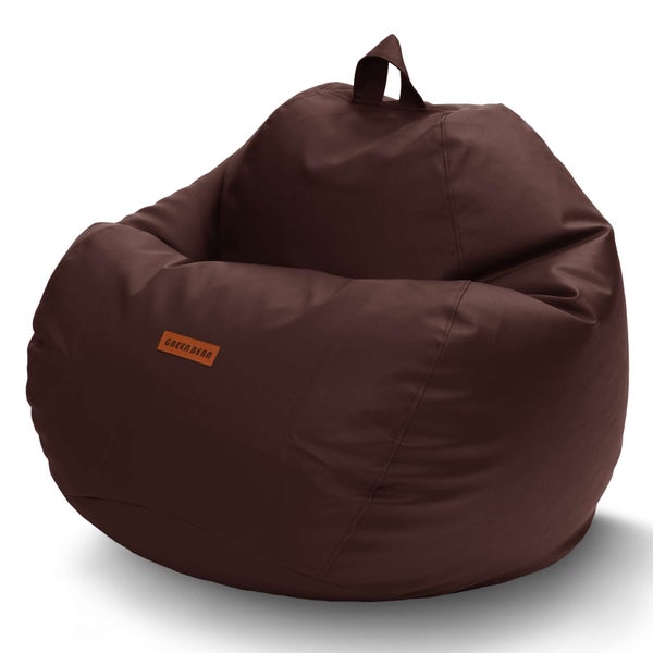 Green Bean Sitzsack aus Kunstleder mit EPS Perlen Füllung - 90 x 70 cm - Bean Bag Sitzkissen Sitzpuff Sitzsessel Bodenkissen Lounge - Dunkelbraun