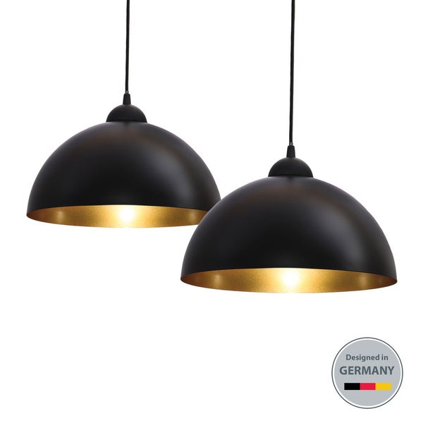 Hängelampe - E27 Fassung, retro, 2-flammig, schwarz-gold