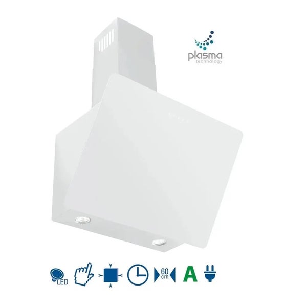 Weiße Dunstabzugshaube mit LED-Beleuchtung und Energieeffizienzklasse A