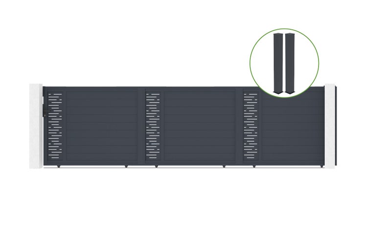 Schiebetor aus Aluminium mit zwei Pfosten