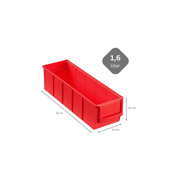 PROREGAL SuperSparSet 48x Rote Indurstriebox 300 S HxBxT 8,1 x 9,1 x 30 cm 1,6 Liter Sortimentskasten