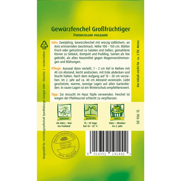 Fenchel Grossfrüchtiger Samen von Quedlinburger SAATGUT