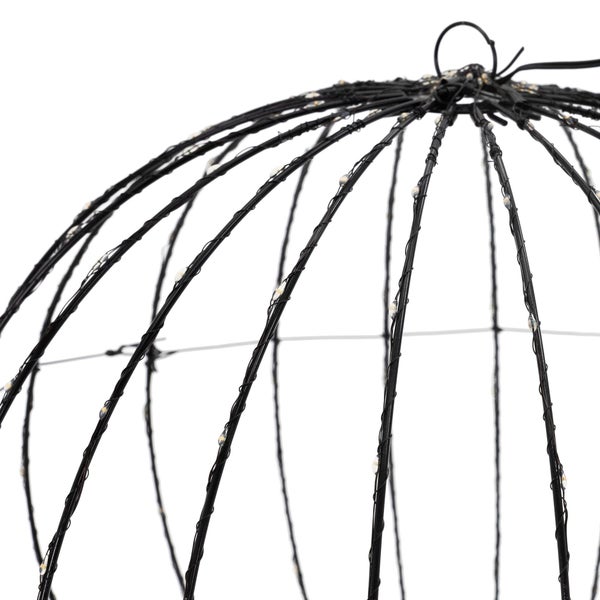 ECD Germany LED Leuchtkugel Ø40cm 240 LED Extra-Warmweiß/Timer, Metall LED Ball faltbar, Kugelleuchte zum hängen, Drahtlichterkette Innen/Außen IP44, Dekorative beleuchtete Kugel Weihnachtsbeleuchtung